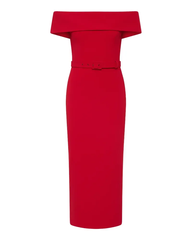 Rebecca Vallance Precious belted off-the-shoulder midi dress - Rot Rot