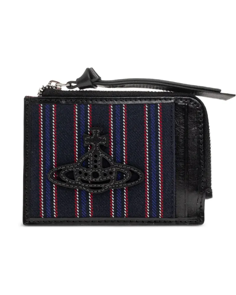Vivienne Westwood Gestreiftes Kartenetui mit Orb-Schild - Blau Blau