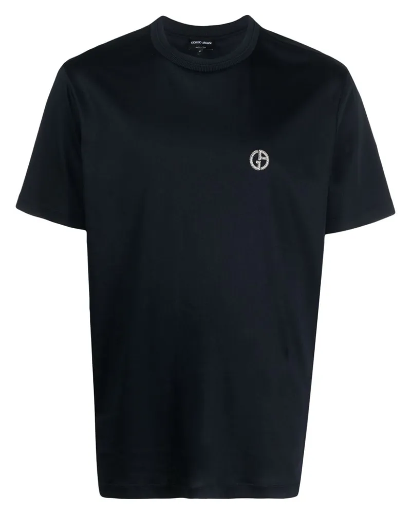 Giorgio Armani T-Shirt mit Logo-Stickerei - Blau Blau