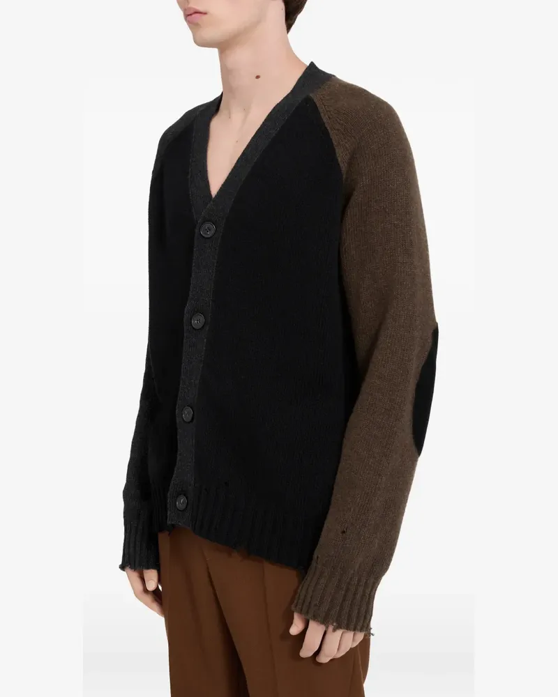 Maison Margiela Distressed-Cardigan in Colour-Block-Optik - Schwarz Schwarz