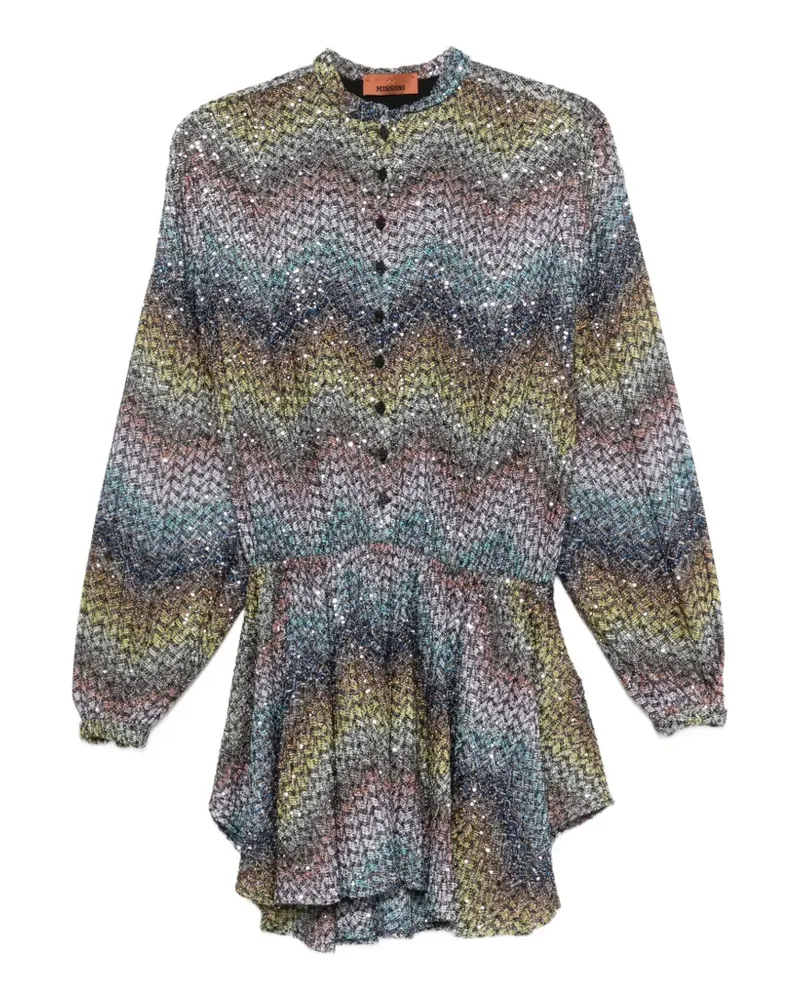 Missoni zigzag sequin-embellished mini dress - Blau Blau
