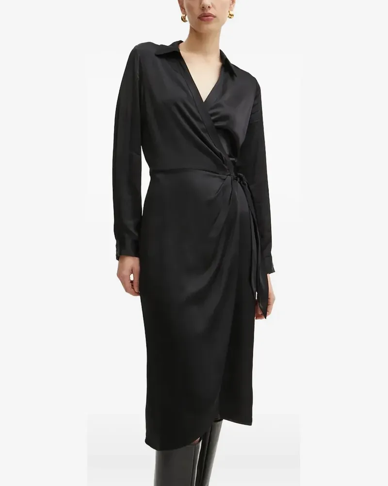 Guess wrap tie midi dress - Schwarz Schwarz