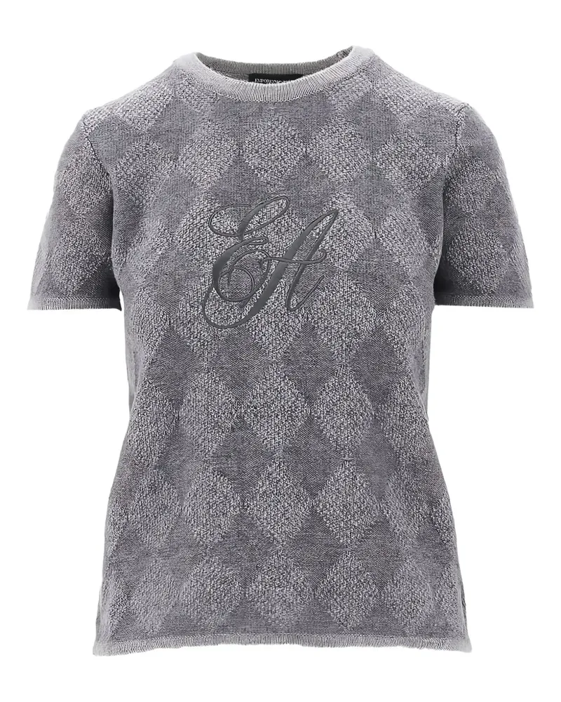 Emporio Armani T-Shirt mit Argyle-Muster - Grau Grau