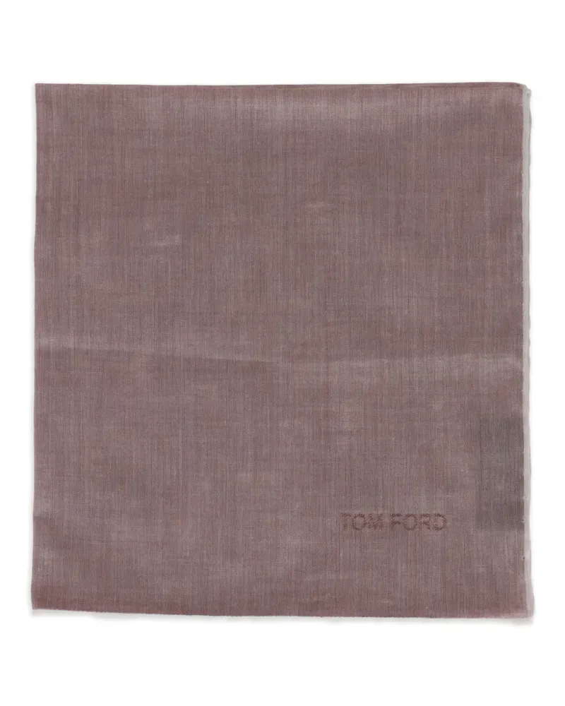 Tom Ford logo-embroidered contrast-trim pocket square - Braun Braun