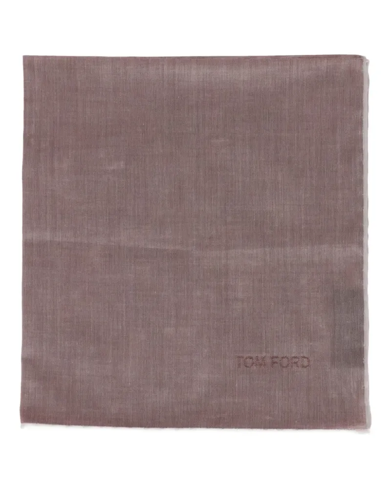 Tom Ford logo-embroidered contrast-trim pocket square - Braun Braun