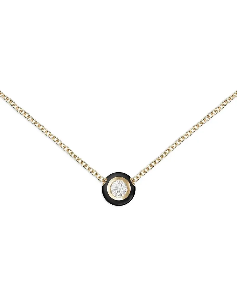 Melissa Kaye 18kt kleine Audrey Gelbgoldhalskette mit schwarzem Diamantanhänger Gold