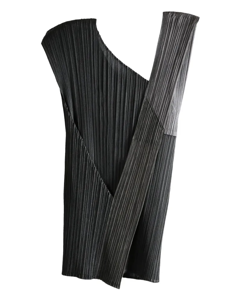 Issey Miyake Pointe pleated asymmetric top - Schwarz Schwarz