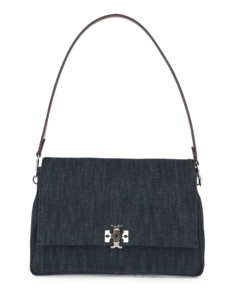 Tory Burch Charlie Jeans-Schultertasche mit Logo-Schild - Blau Blau