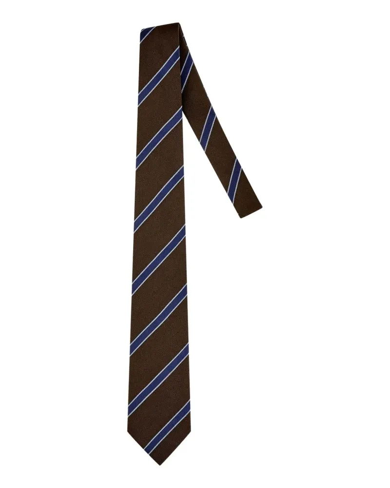 Corneliani Krawatte mit diagonalen Streifen - Braun Braun