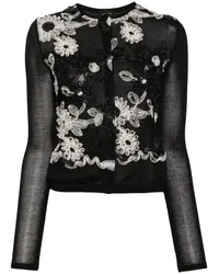 Giambattista Valli Cardigan mit Blumenstickerei Schwarz