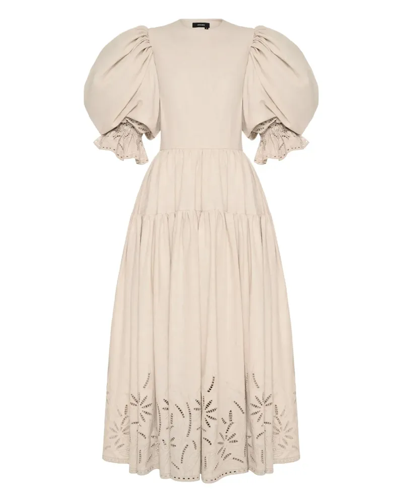 ANOUKI Besticktes Maxikleid mit Puffärmeln - Nude Nude
