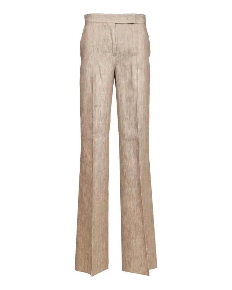 Max Mara chevron-pattern linen trousers - Nude Nude