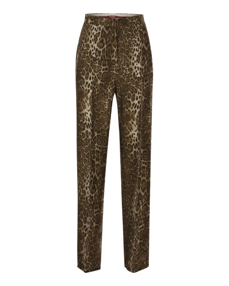 Max Mara animal-print silk trousers - Nude Nude