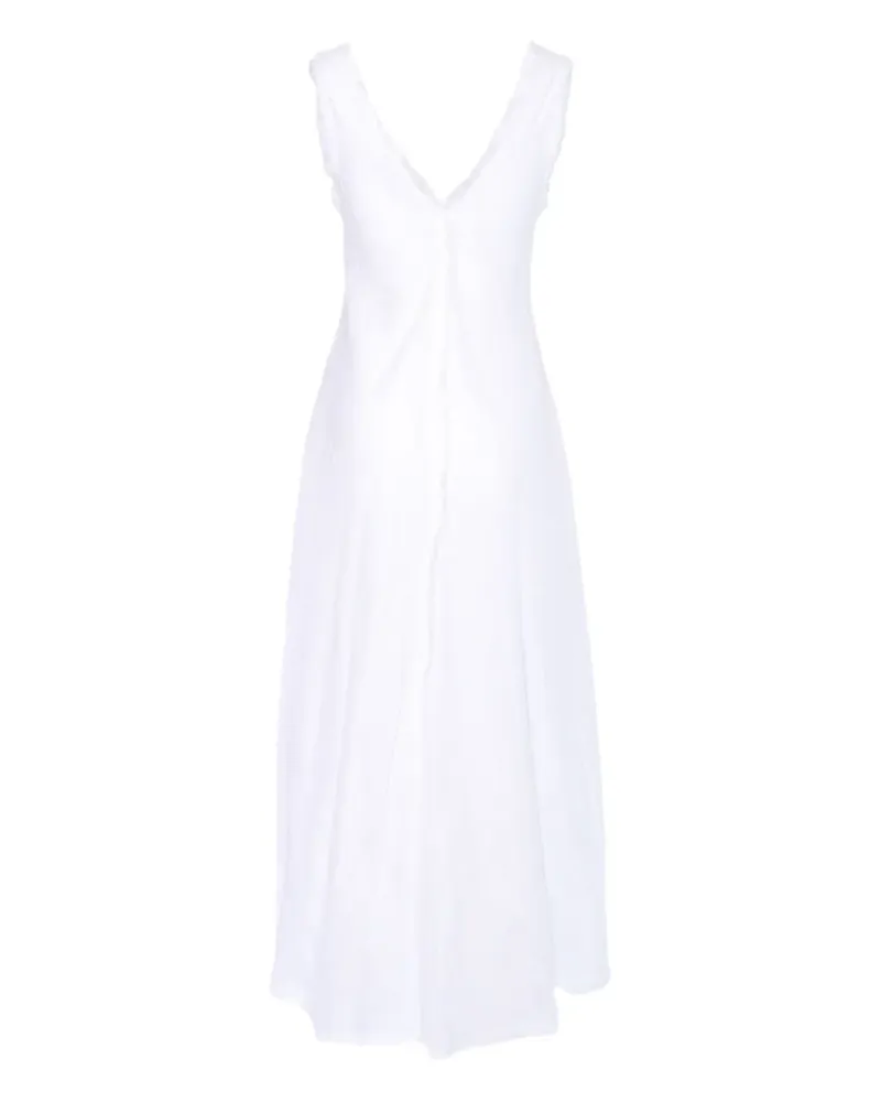 P.A.R.O.S.H. P.A.R.O H. Ausgefranstes Leinenkleid mit V-Ausschnitt - Weiß Weiß