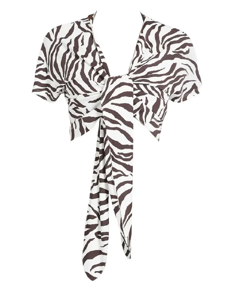 Max Mara Favore zebra-pattern top - Weiß Weiß