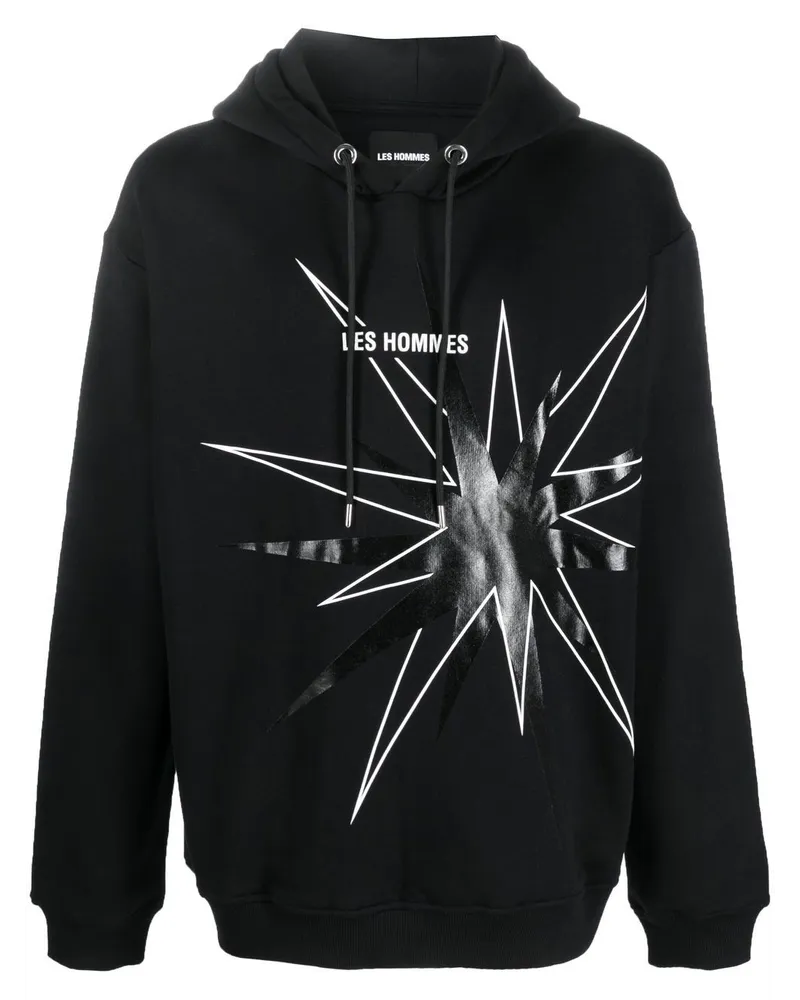 Les Hommes Hoodie mit Stern-Print Schwarz