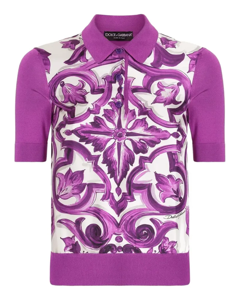 Dolce & Gabbana Poloshirt mit Majolica-Print - Violett Violett