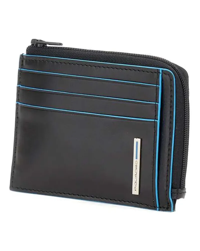 Piquadro zip leather cardholder - Schwarz Schwarz