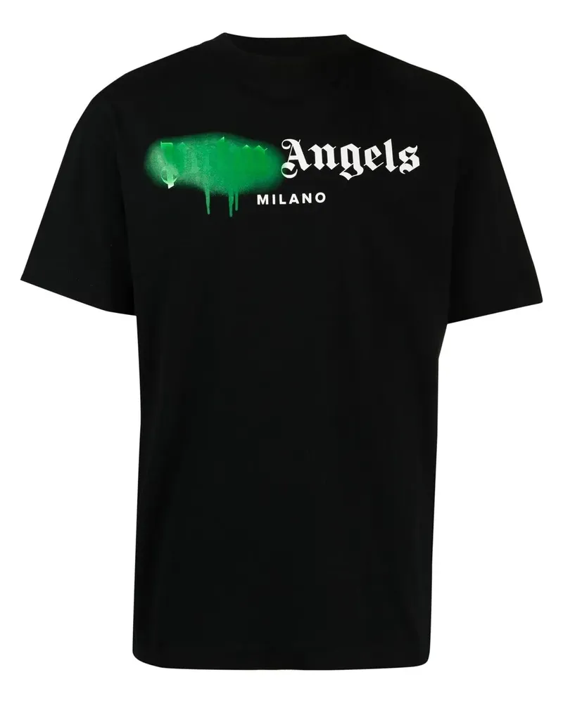 Palm Angels Milano T-Shirt mit Spray-Logo - Schwarz Schwarz