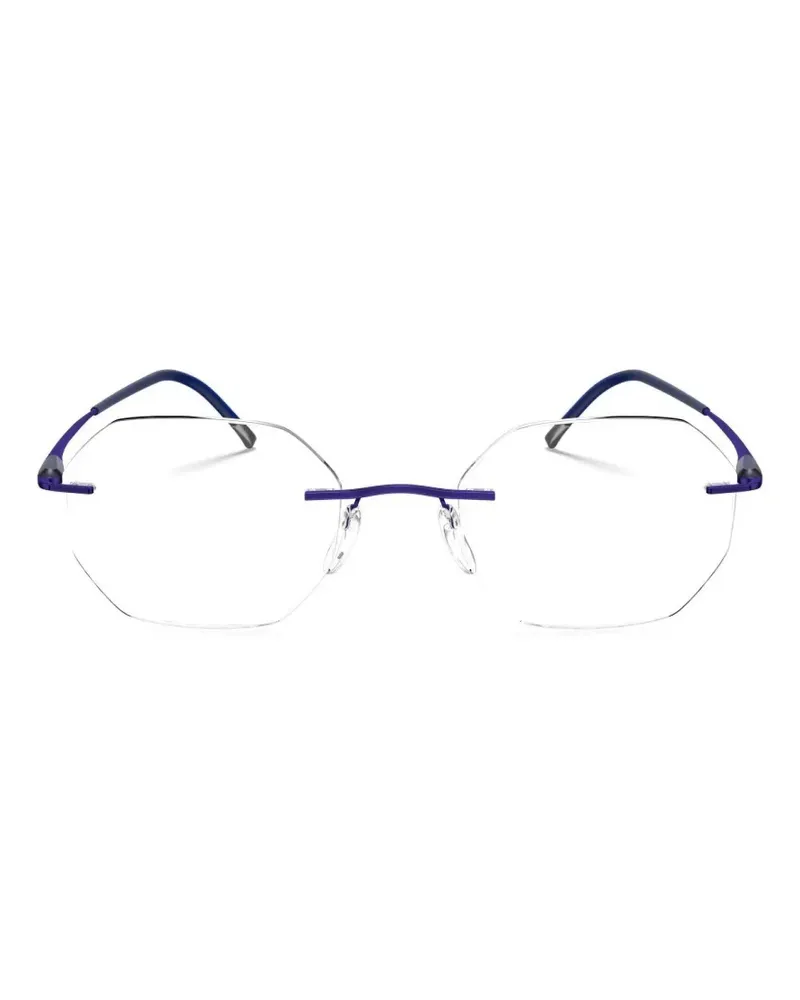 Silhouette Purist Brille mit geometrischem Gestell - Blau Blau