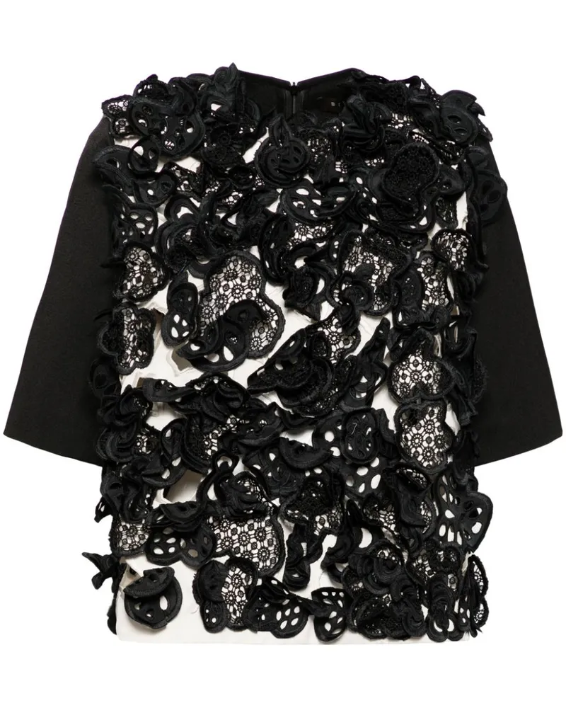 Biyan Bluse mit Guipure-Blumenspitze - Schwarz Schwarz