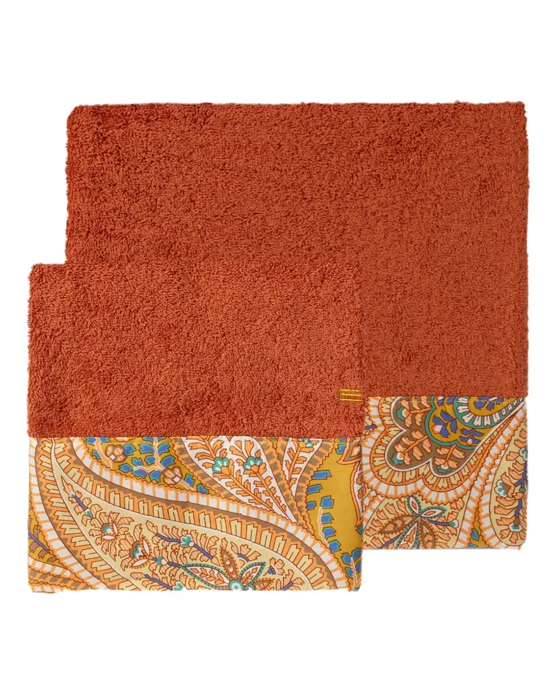 Etro Frottee-Handtücher mit Paisley-Print (2er-Set) - Orange Orange