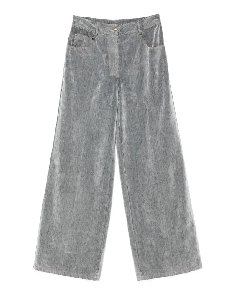 forte_forte Hose in Samtoptik - Grau Grau