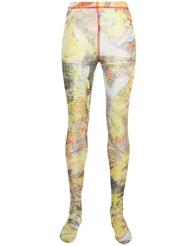 Diesel Leggings mit abstraktem Print - Gelb Gelb