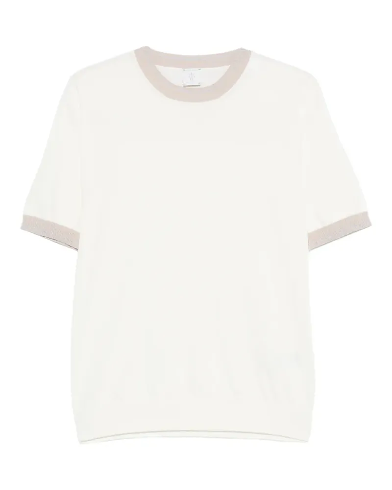 Eleventy T-Shirt mit geripptem Saum - Weiß Weiß