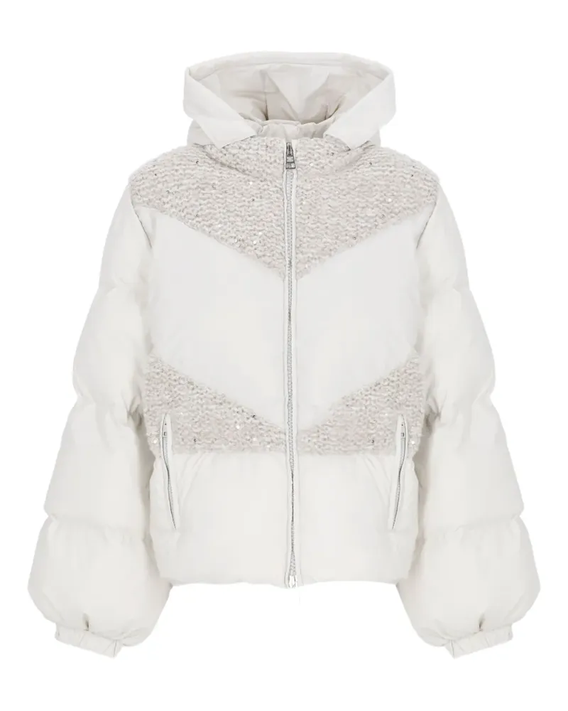 PANICALE Cashmere hooded knitted-panel jacket - Nude Nude