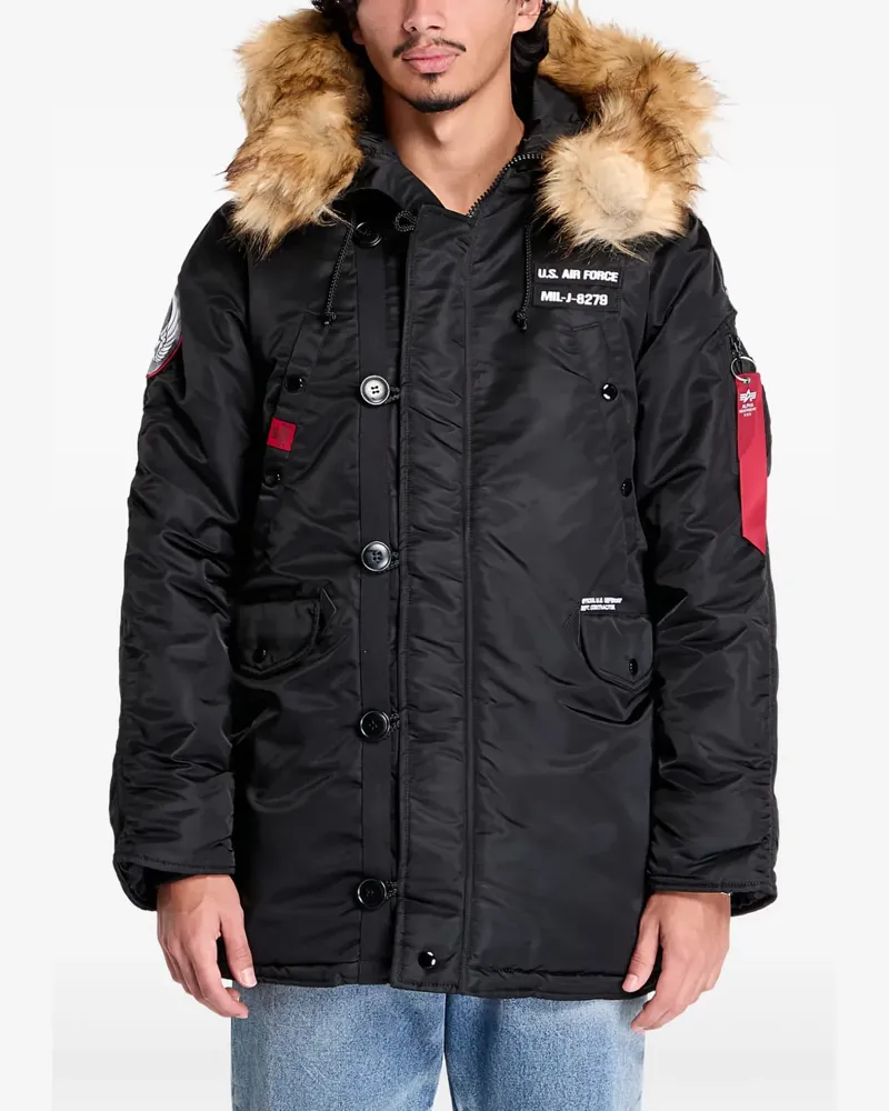 Alpha Industries Bomberjacke mit Logo-Patch - Schwarz Schwarz