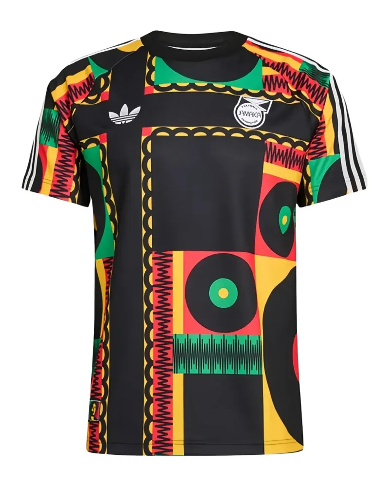 adidas x Bob Marley striped patterned T-shirt - Schwarz Schwarz