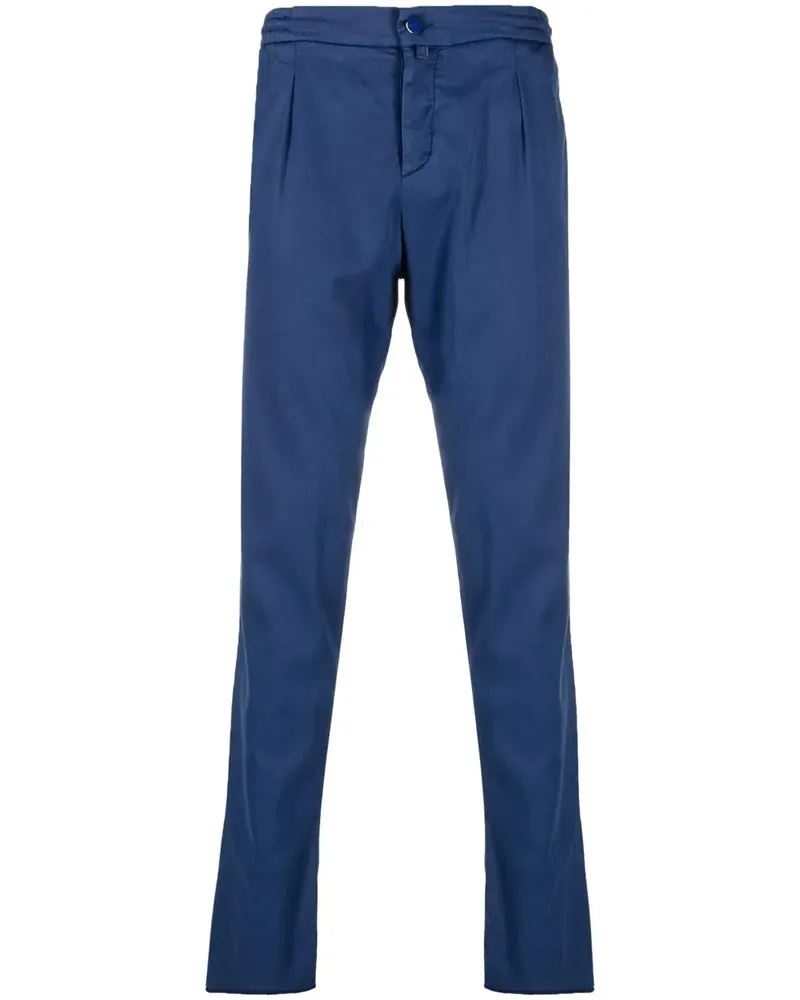 Kiton Gerade Chino mit Logo-Patch - Blau Blau