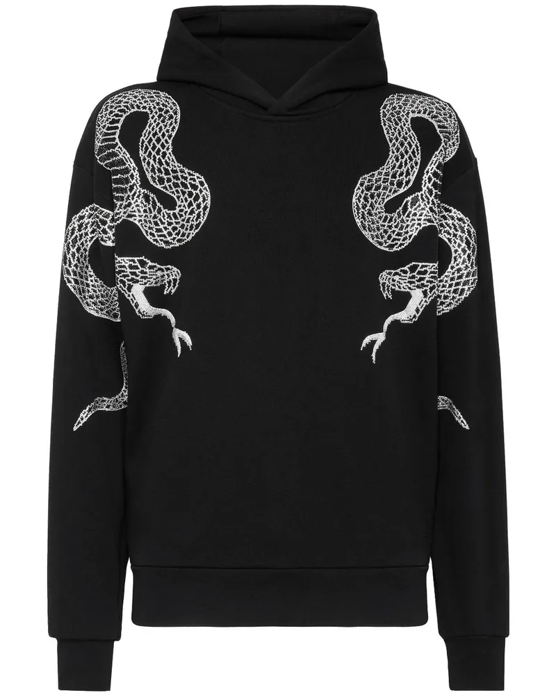 Philipp Plein Hoodie mit Kristallschlange - Schwarz Schwarz