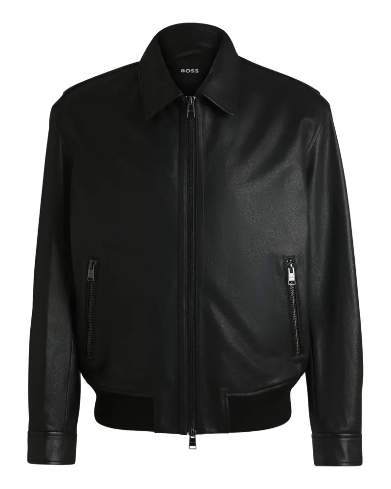 HUGO BOSS Bomberjacke aus Leder - Schwarz Schwarz