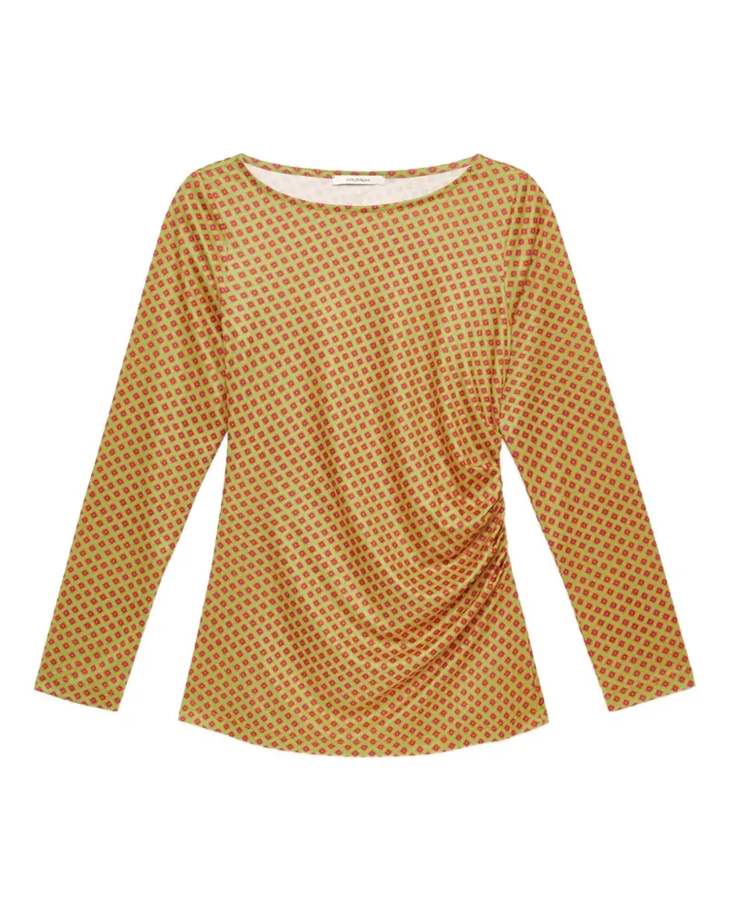 Maliparmi Gerafftes T-Shirt mit Mikro-Print - Grün Grün