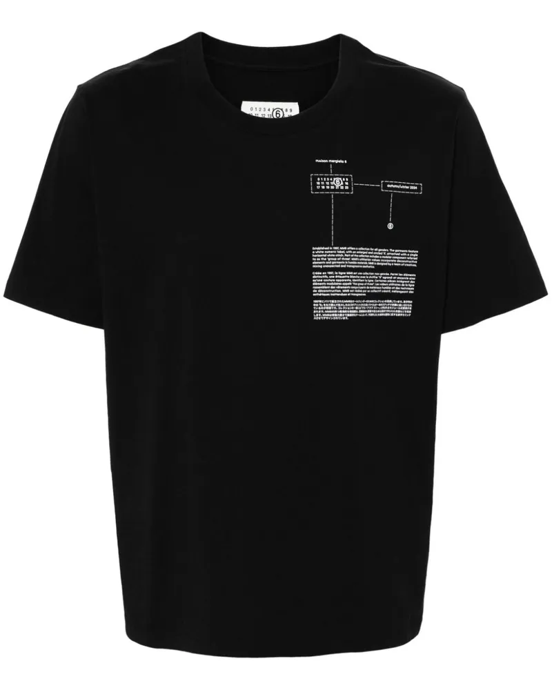 Maison Margiela T-Shirt mit Nummern-Motiv Schwarz