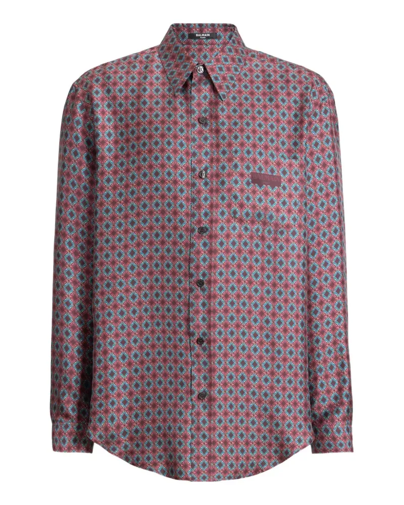 Balmain Seidenhemd mit Print - Rosa Rosa