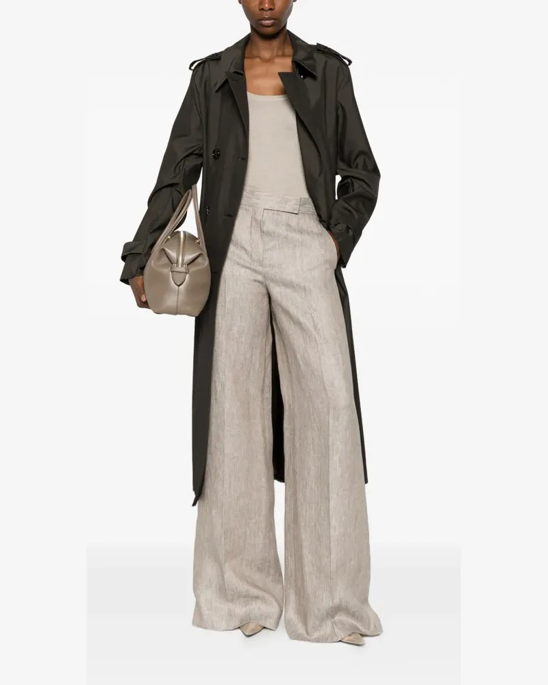 Max Mara Leinenhose mit Fischgrätenmuster - Nude Nude