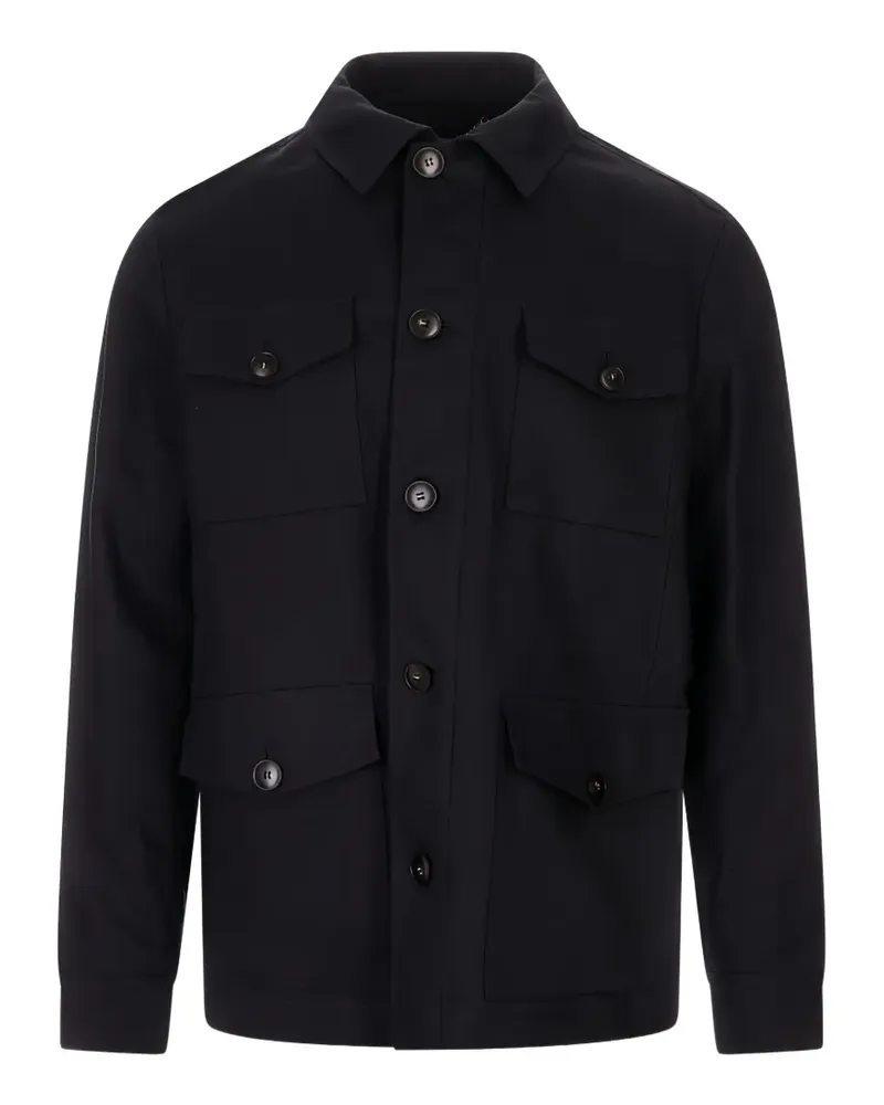 Canali multi-pocket shirt jacket - Blau Blau