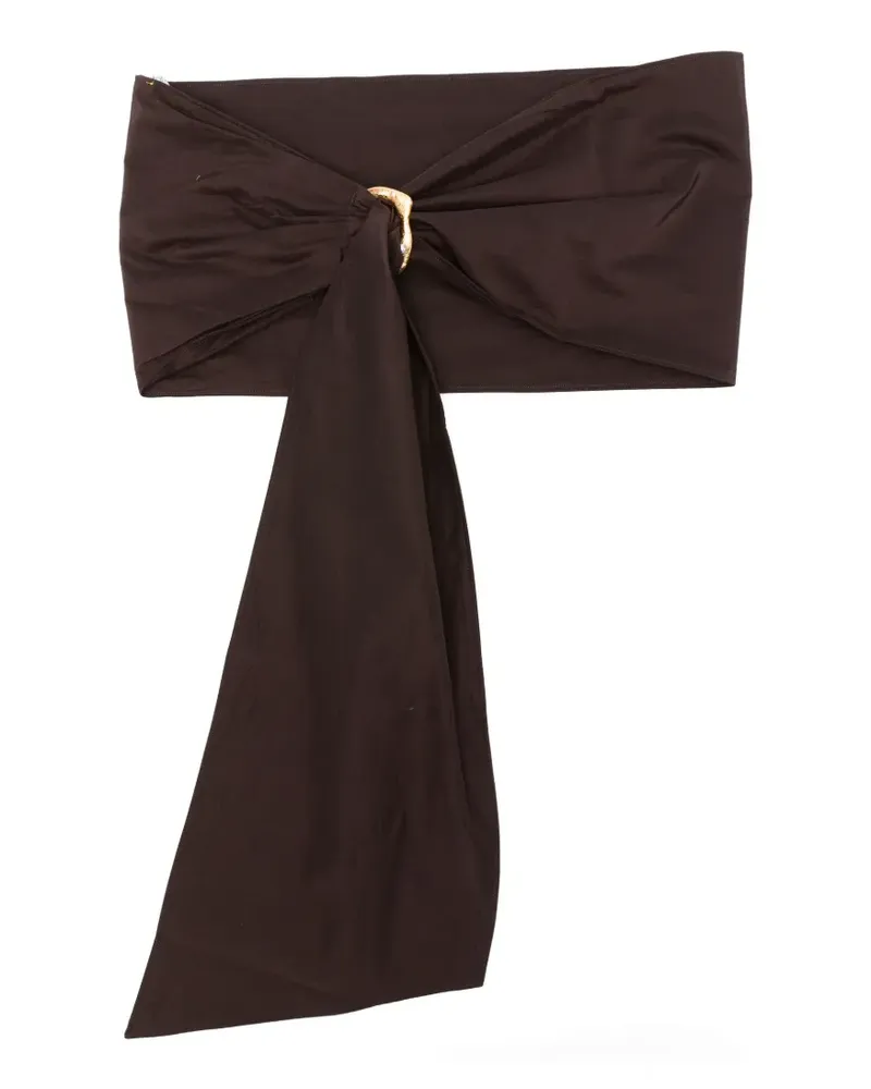 forte_forte taffettas jewel buckle belt - Braun Braun
