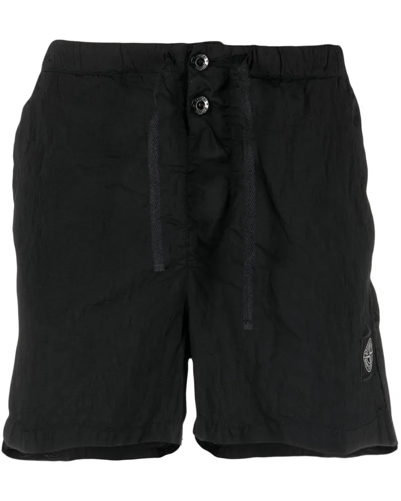 Stone Island Badeshorts mit Kompass-Motiv - Schwarz Schwarz