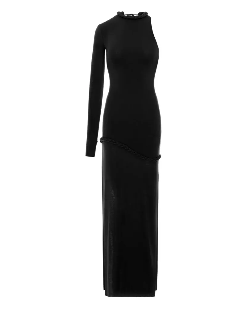 MANURÍ Candy Maxikleid mit Flechtdetail - Schwarz Schwarz
