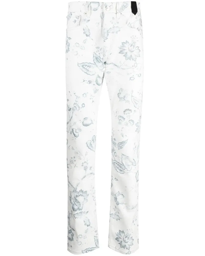 Erdem Oliver Jeans mit Blumen-Print Weiß