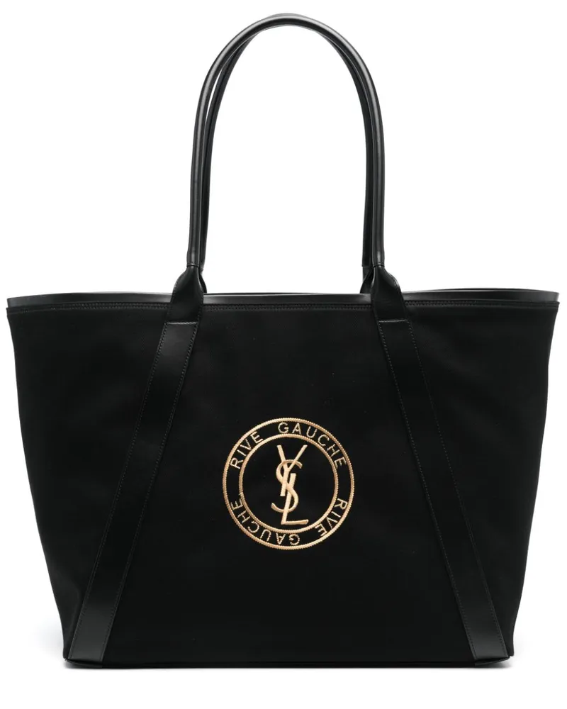 Saint Laurent Rive Gauche Canvas-Shopper - Schwarz Schwarz
