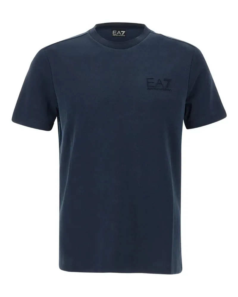 EA7 T-Shirt mit Logo-Stickerei - Blau Blau