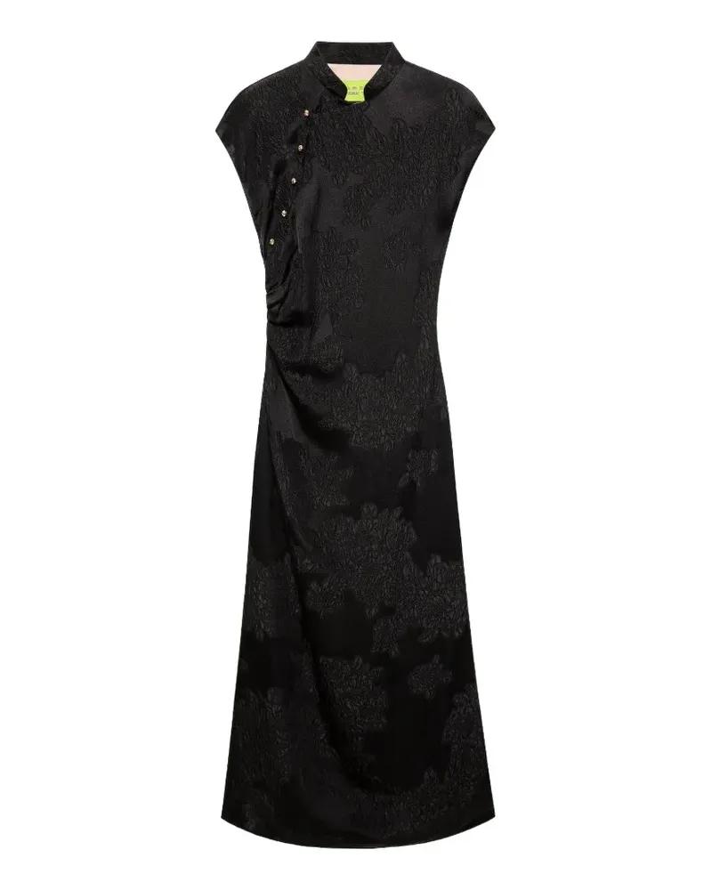 Shanghai Tang Qipao Midikleid mit Blumenmuster - Schwarz Schwarz