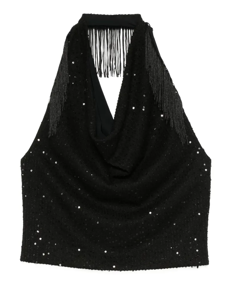 IRO Pailletten-Tanktop mit Fransen - Schwarz Schwarz