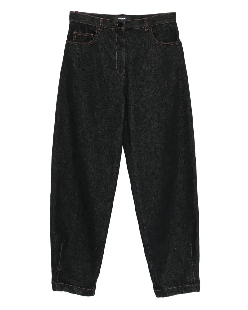 Rochas Jeans mit Logo-Stickerei - Schwarz Schwarz