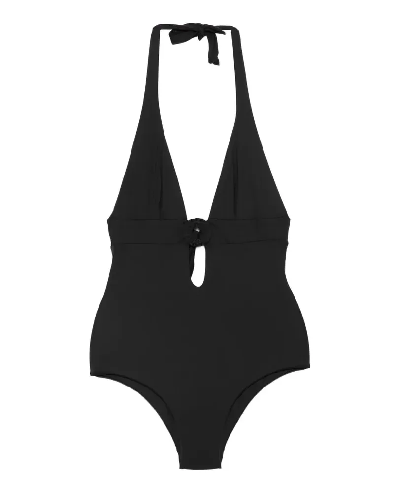 FISICO-Cristina Ferrari halterneck ring-detail swimsuit - Schwarz Schwarz